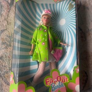 Barbie Lime Green Floral Coat with Pink Accents